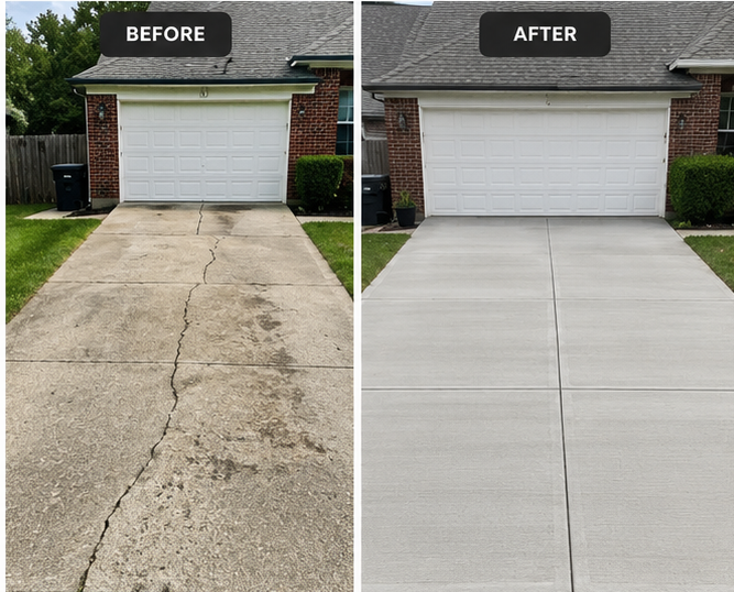 Finished concrete driveway at a home in Orlando, Florida