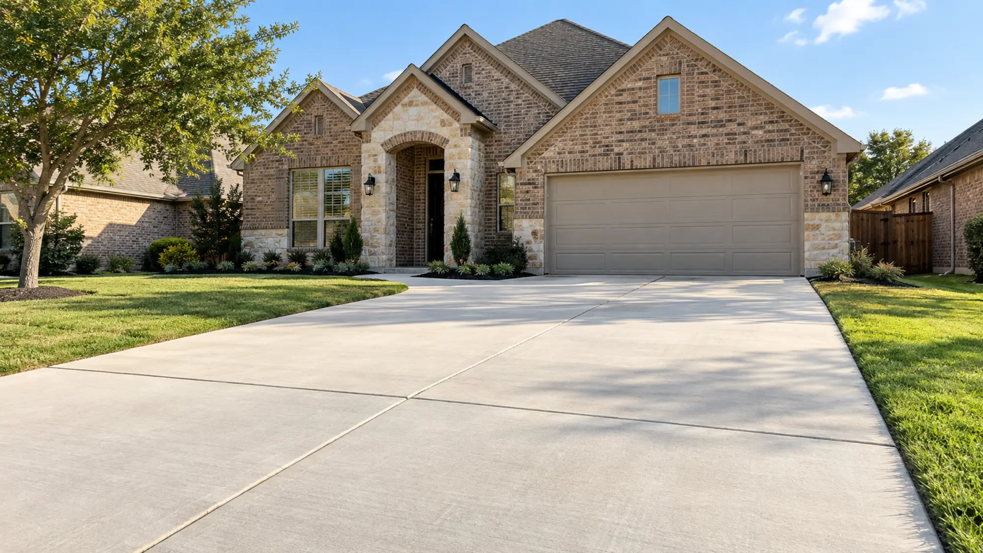 Finished residential concrete driveway
