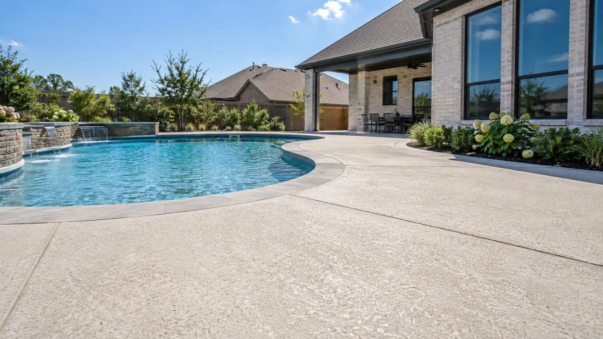 Decorative concrete pool deck